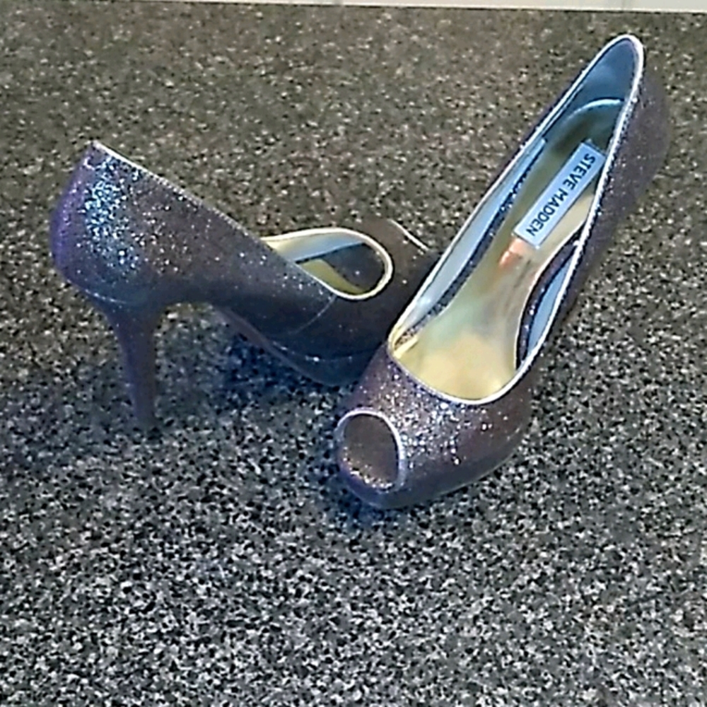 Steve Madden glitter peep toe heels 7